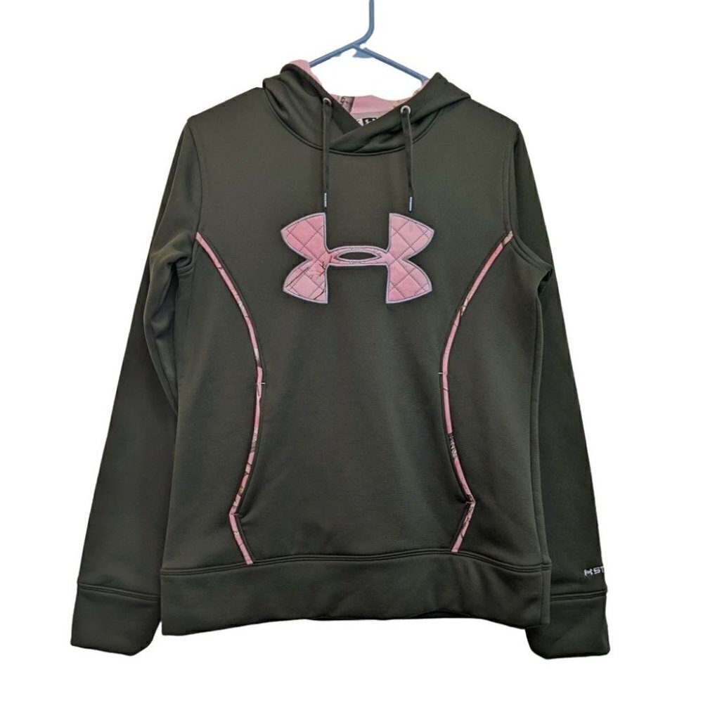Under Armour Storm Green Pink Realtree Camo Hoodie Pullover Sweatshirt Sz Small